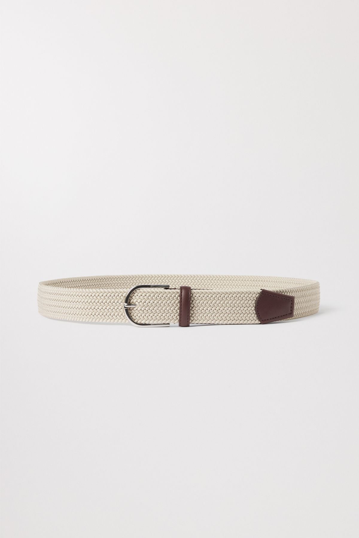 Beige Braided Elastic Belt Vegan Leather Asket