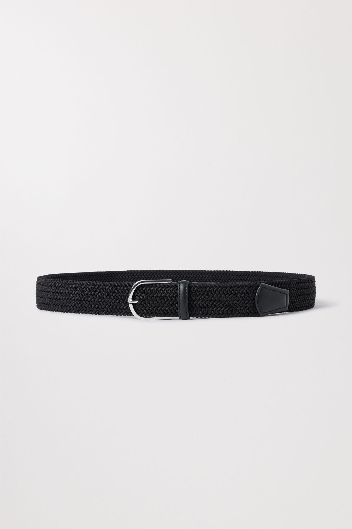 Braided Elastic Belt Vegan Leather Asket