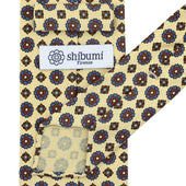 Floral Printed Silk Tie Butter Hand Rolled