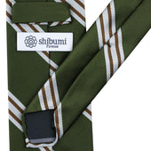 Japanese Repp Stripe Silk Tie Hand Rolled