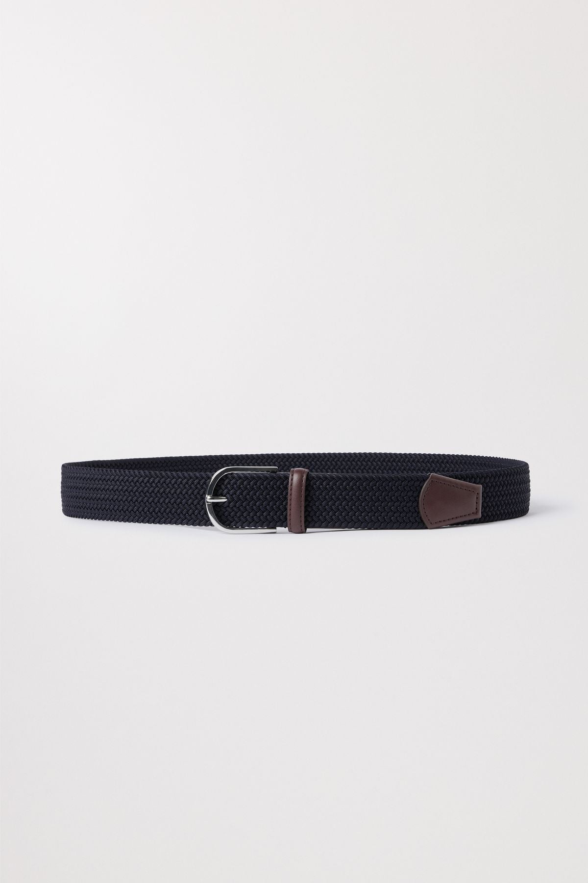 Braided Elastic Belt Vegan Leather Asket