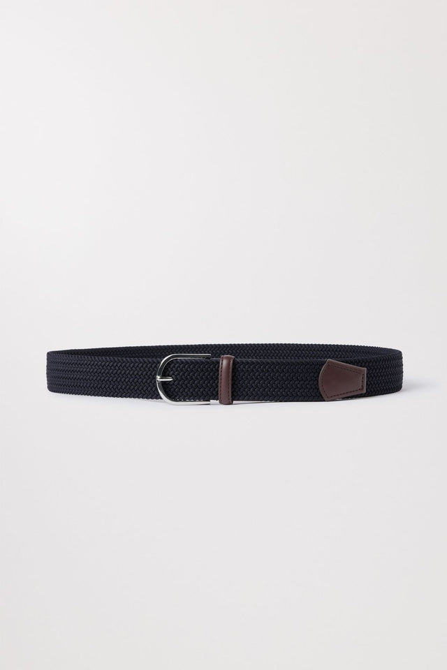 Braided Elastic Belt Vegan Leather Asket