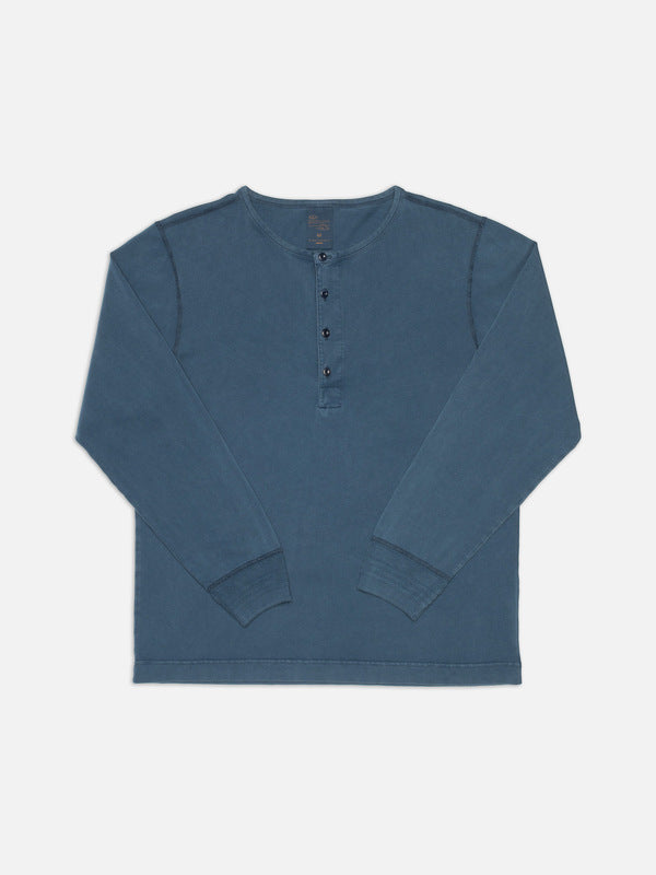 Long Sleeve Henley Washed Blue