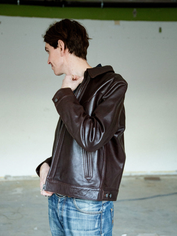 Joppe Western Leather Jacket Brown
