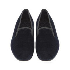 KNIGHTSBRIDGE NAVY VELVET SLIPPER