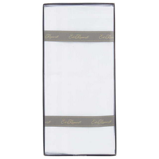 White Cotton Ribbed Hem Stitch Boxed Handkerchief Set