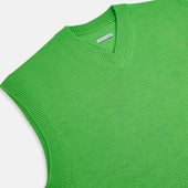Lime Green Fine Merino V Neck Vest