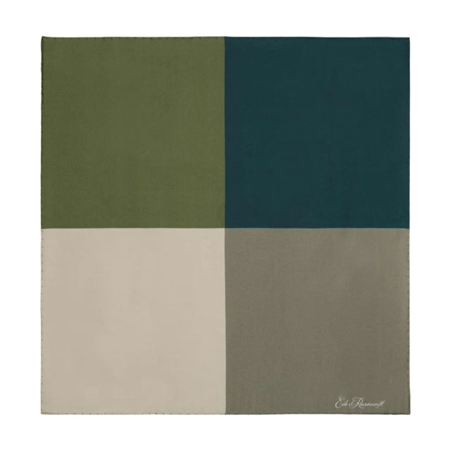 Green Silk Four Colour Block Pocket Square