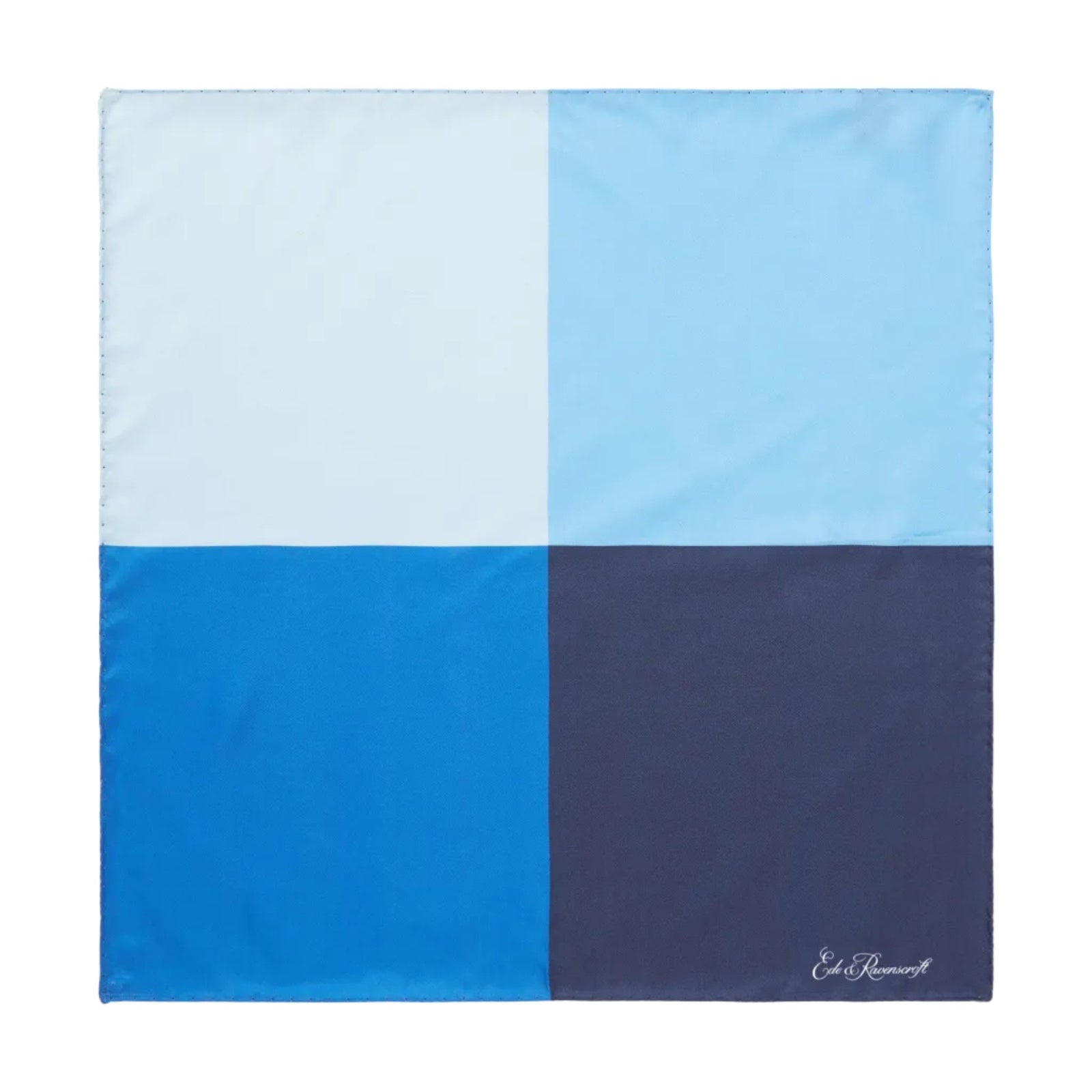 Blue Silk Four Colour Block Pocket Square