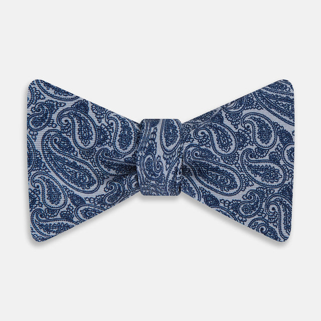 Pale Blue Paisley Silk Bow Tie