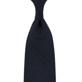 VBC Glencheck Wool Tie - Navy - Hand-Rolled