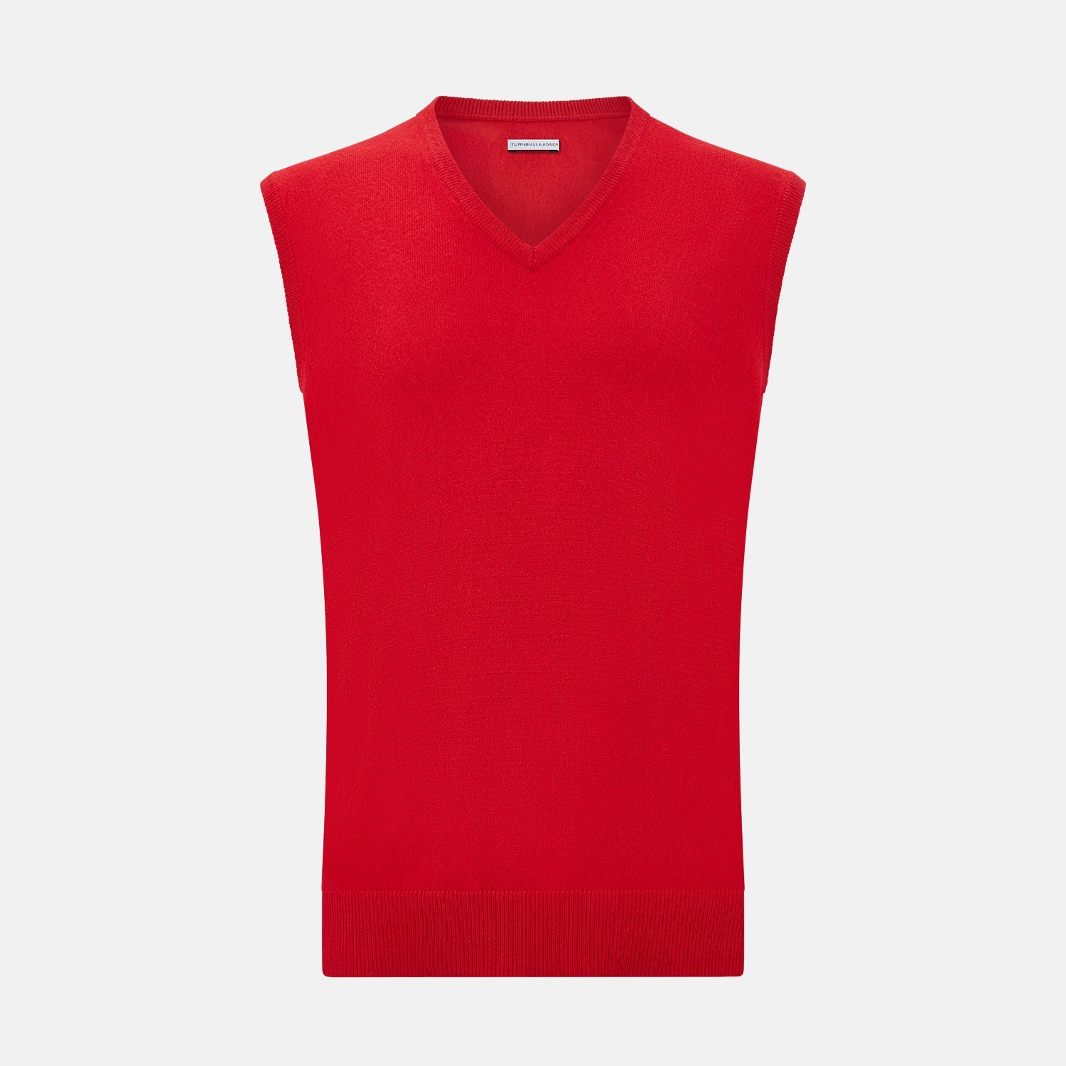 Red Cashmere V Neck Vest