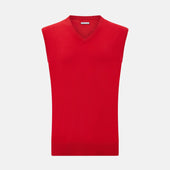 Red Cashmere V-Neck Vest