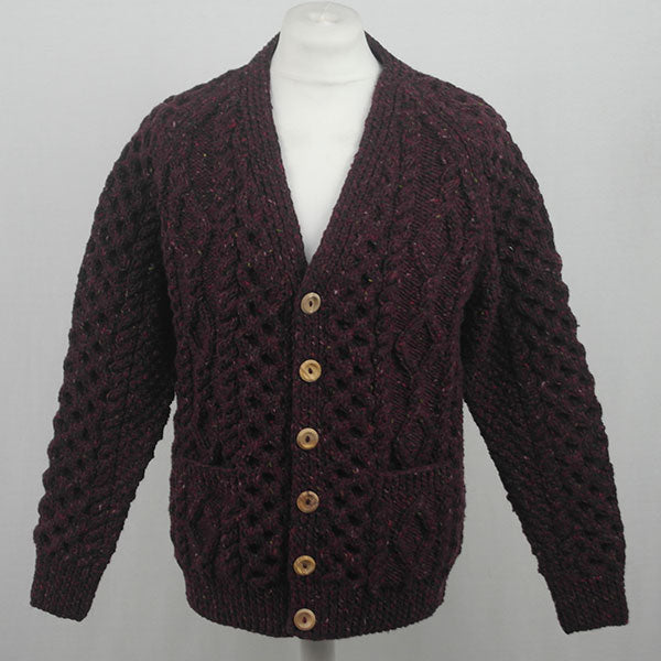 8a V Neck Cardigan Mehroon 7014 Kilcarra Tweed