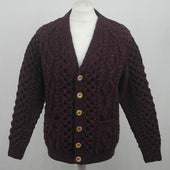 8A V-Neck Cardigan - Mehroon 7014 - Kilcarra Tweed