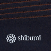 Knee Socks Shadow Stripes Navy Chestnut Pure Cotton
