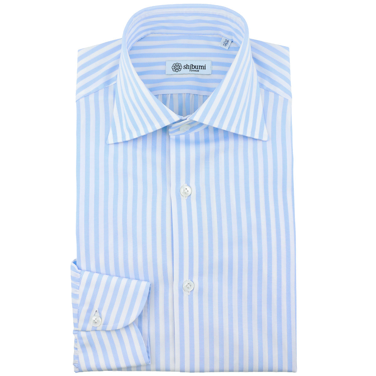 Poplin Semi Spread Shirt Light Butcher Stripe