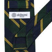 Striped Fina Grenadine Silk Tie Navy Forest