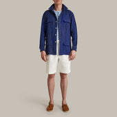 Linen Safari Overshirt In Dark Blue