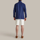 Linen Safari Overshirt In Dark Blue