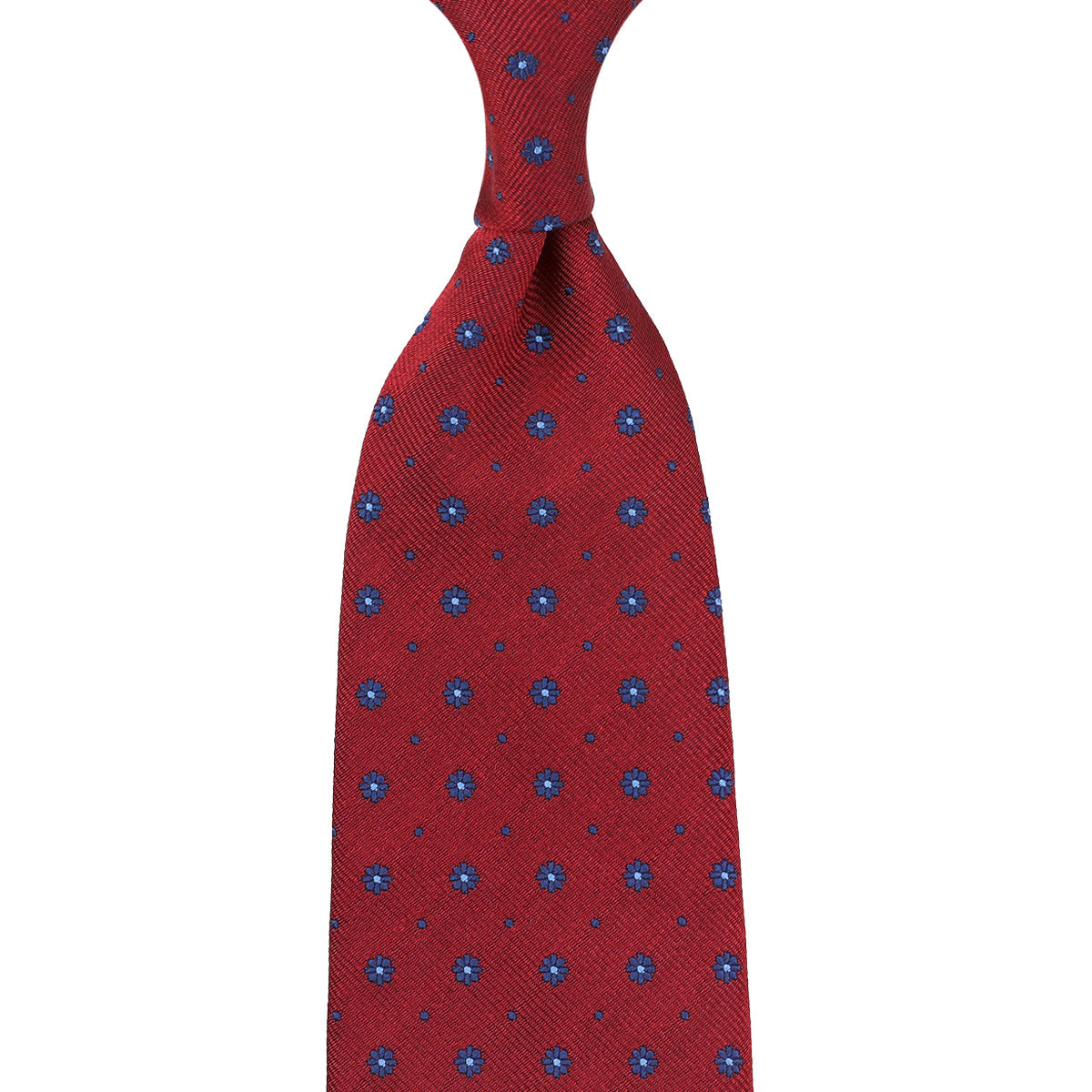Floral Jacquard Silk Tie Cherry Hand Rolled