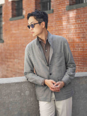 Long Sleeve Khaki "Cashco" Polo Shirt - Davis Fit (Slim)
