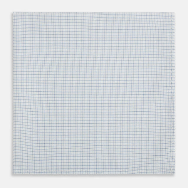 Hand Rolled Pale Blue Graph Check Handkerchief