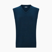 Dark Green Melange Cashmere V Neck Vest