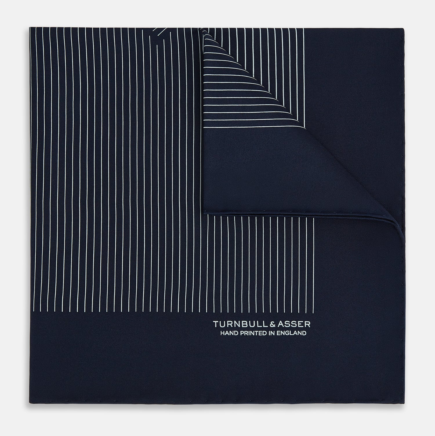 And White Stripe Silk Pocket Square