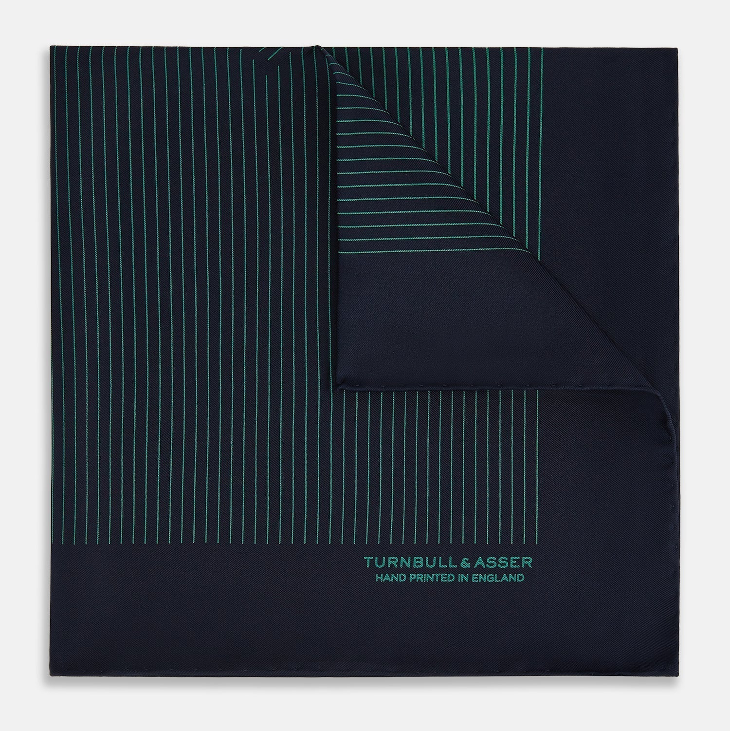 And Hunter Green Stripe Silk Pocket Square
