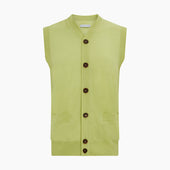 Melon Green Fine Merino V Neck Sleeveless Cardigan