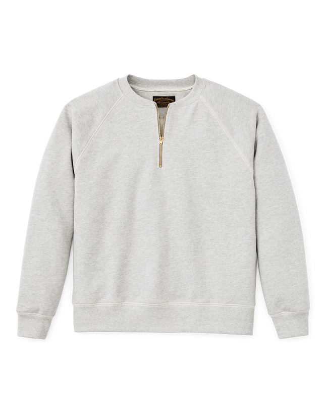 Quarter-zip Terry Sweatshirt - Heather Gray