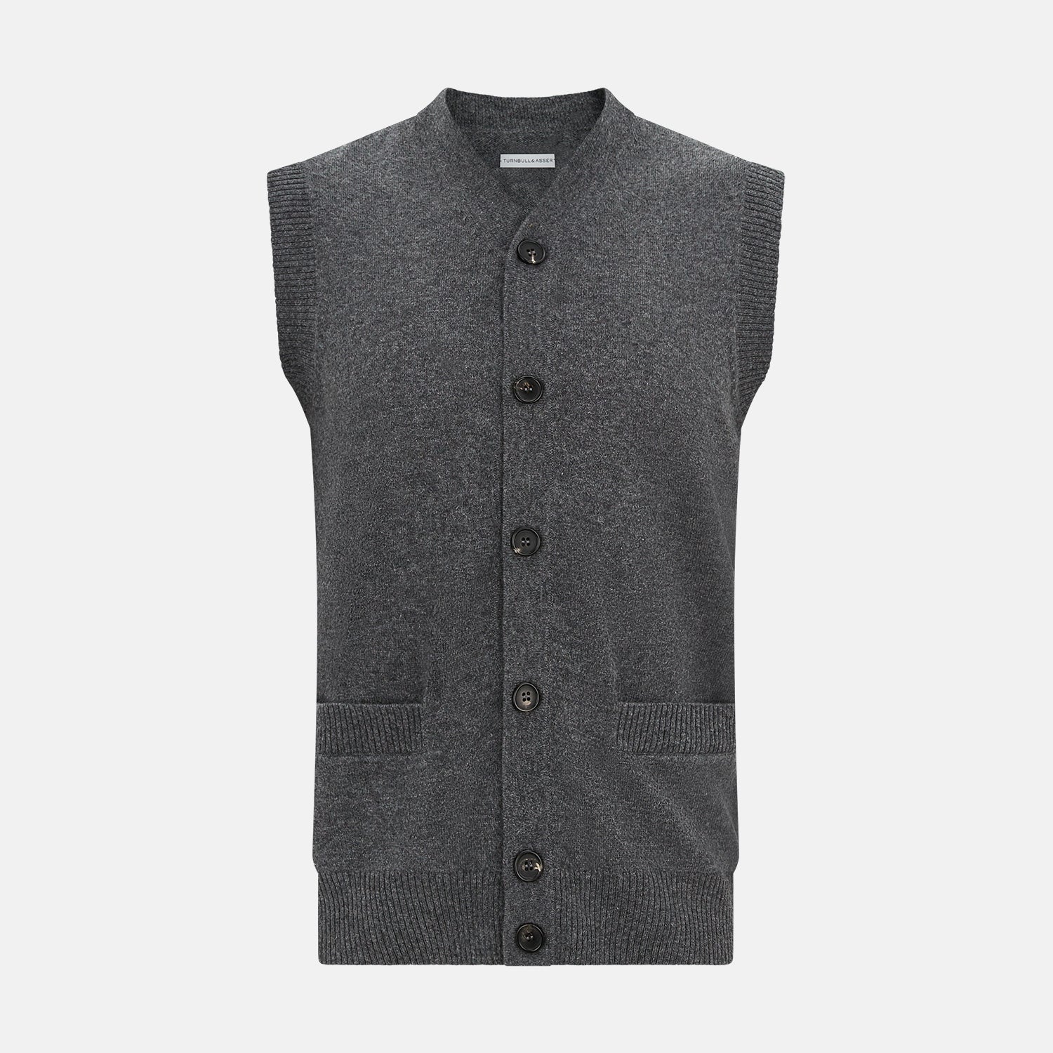 Grey Cashmere Sleeveless Cardigan