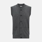 Charcoal Grey Cashmere Sleeveless Cardigan