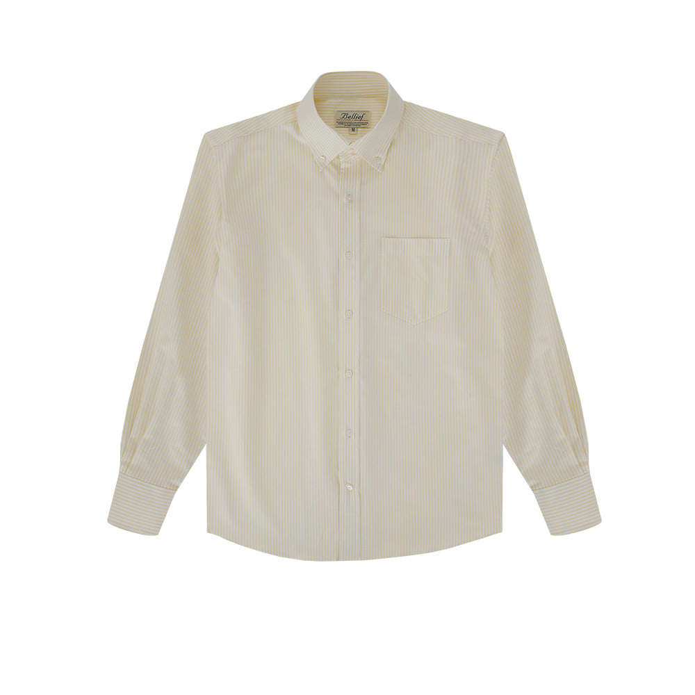 Oxford Cotton stripe Button down shirt (Yellow)
