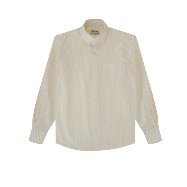 Oxford Cotton stripe Button down shirt (Yellow)