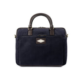 Mensajero Briefcase Leather And Navy Canvas