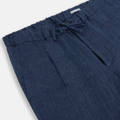 Blue Linen Herringbone Miles Trousers