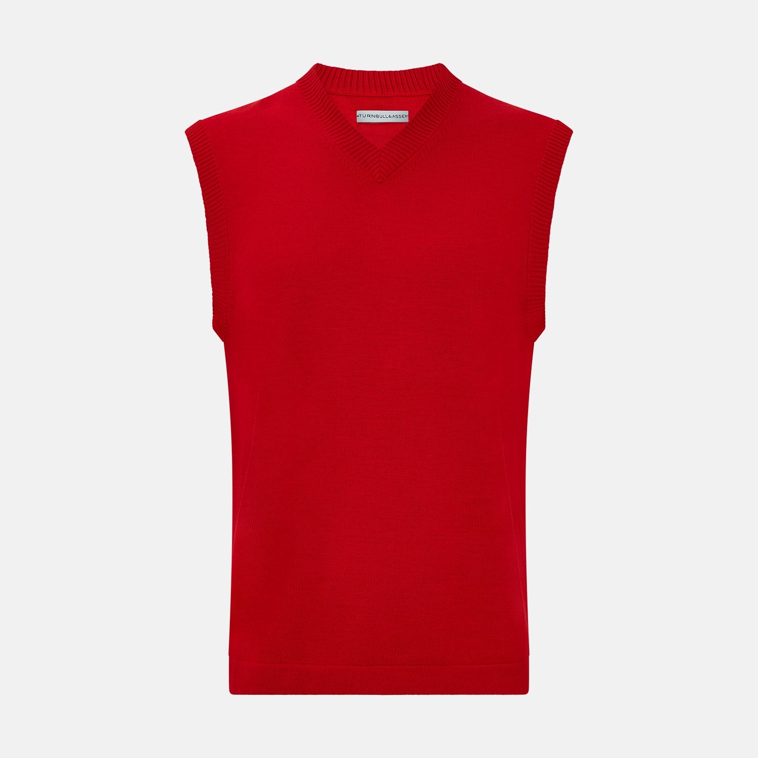 Red Fine Merino V Neck Vest