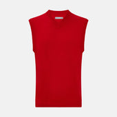 Red Fine Merino V-Neck Vest