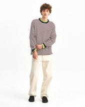 Stripe Pocket L S T Shirts Red