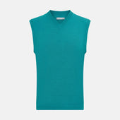 Turquoise Fine Merino V-Neck Vest