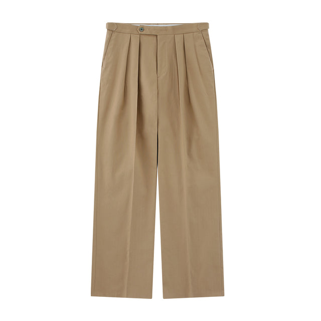 [Easy line] Herringbone cotton Wide Pants (BEIGE)