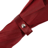 Woven Leather Handle Textured Twill Red Umbrella