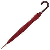 Woven Leather Handle Textured Twill Red Umbrella