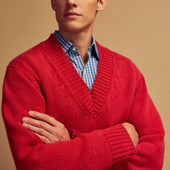 Raspberry Red Cashmere Edwards V Neck Sweater