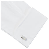 Silver and Mother of Pearl D-Shape Cufflinks