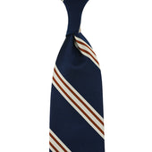 Japanese Repp Stripe Silk Tie Hand Rolled