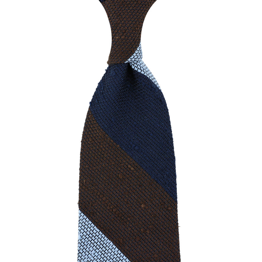 Shantung Grenadine Silk Tie Navy Brown