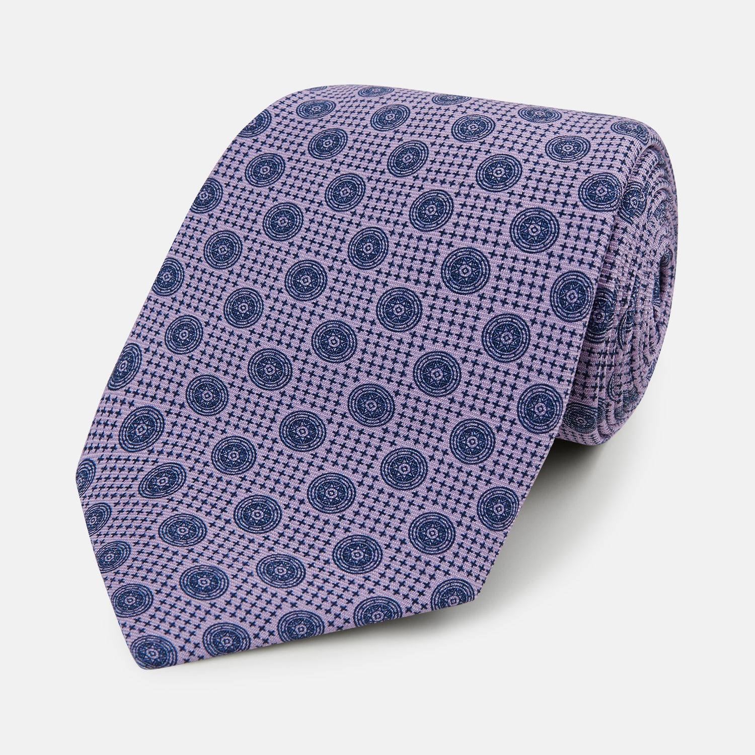 Lilac Medallion Printed Silk Tie